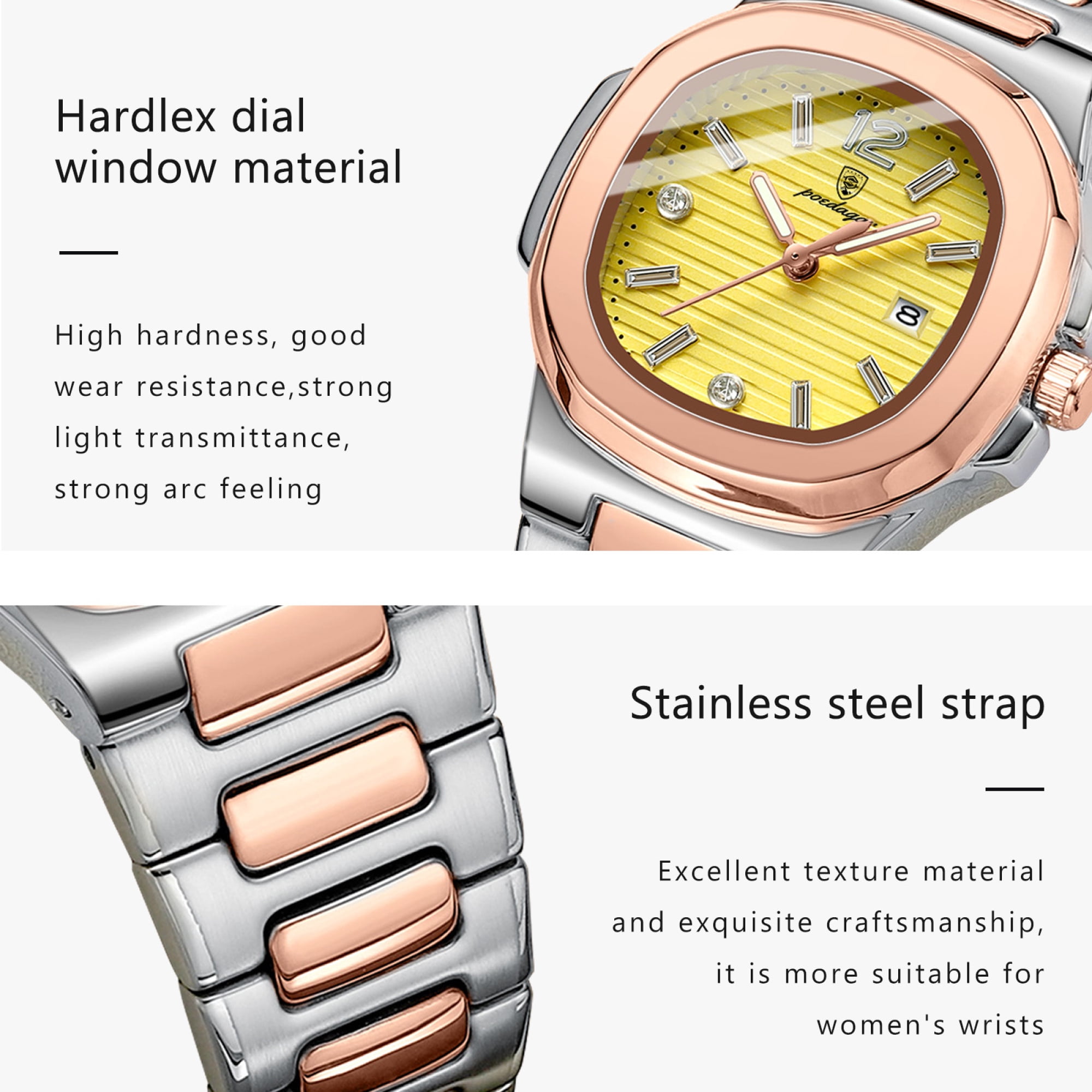 Poedagar Woman Watch Square Ladies Quartz Watches Luminous Waterproof Date Female Clock