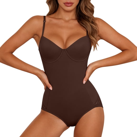Sexy Underwire Push Up Cami Bodysuits for Womens Built in Bra Sleeveless Spaghetti Strap Going Out Tank Tops