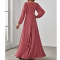thumbnail image 4 of Lolmot Womens Elegant Sexy V-Neck Long Sleeve Chiffon Dress Grecian Flowy Wrap Maxi Evening Dress Party Dress, 4 of 5