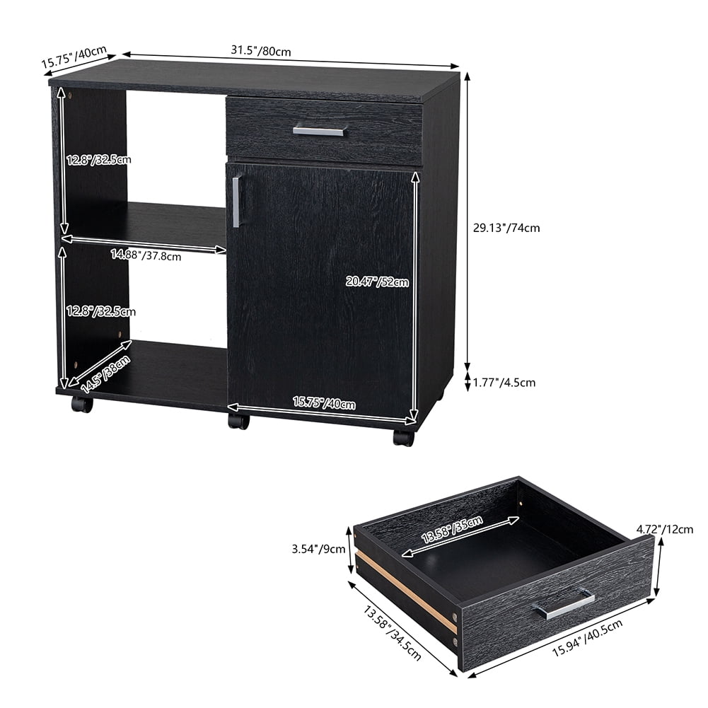 Private Jungle Three Layers Left Frame Right Cabinet MDF And PVC Wooden Filing Cabinet Black