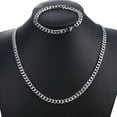 thumbnail image 2 of 5mm Stainless Steel Bracelet Necklace Jewelry Set Cuban Curb Chain Men's Jewelry, 2 of 5