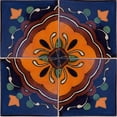 thumbnail image 2 of 4.2x4.2 Concha Flower Talavera Mexican Tile, Set of 9 pcs, 2 of 3