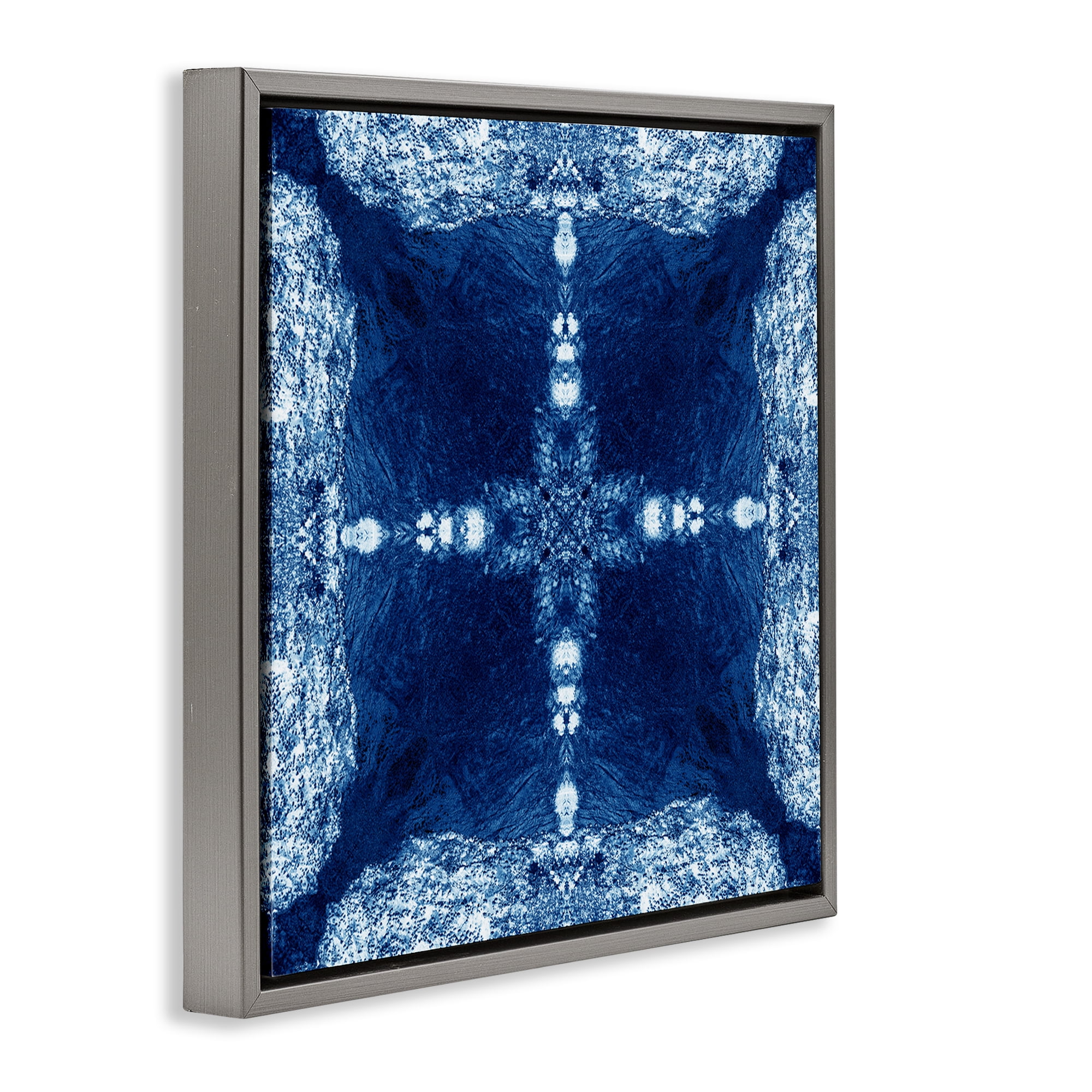 Stupell Industries Elegant Mosaic Style Pattern Abstract Painting Gray Floater Framed Canvas Art Print Wall Art, 18 x 18