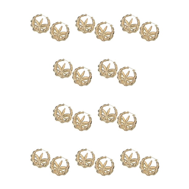 Jumpingount Paquete de 2 pendientes con diseño de nudo de bambú estilo Punk occidental elegancia joyería de moda decoración mujeres orejas gotas E301hoja 10piezas Jumpingount CBP361995