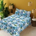 thumbnail image 2 of Ambesonne Springtime Floral Fitted & Flat Sheet with Shams 4 Pcs Set, Watercolor Leafy, Full, Pale Azure Blue Mustard, 2 of 5