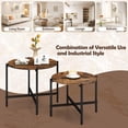 thumbnail image 6 of Set of 2 Round Coffee Table with Metal Frame, Industrial Nesting Center Table End Tables for Apartment Home Office, Rustic Brown, 6 of 9