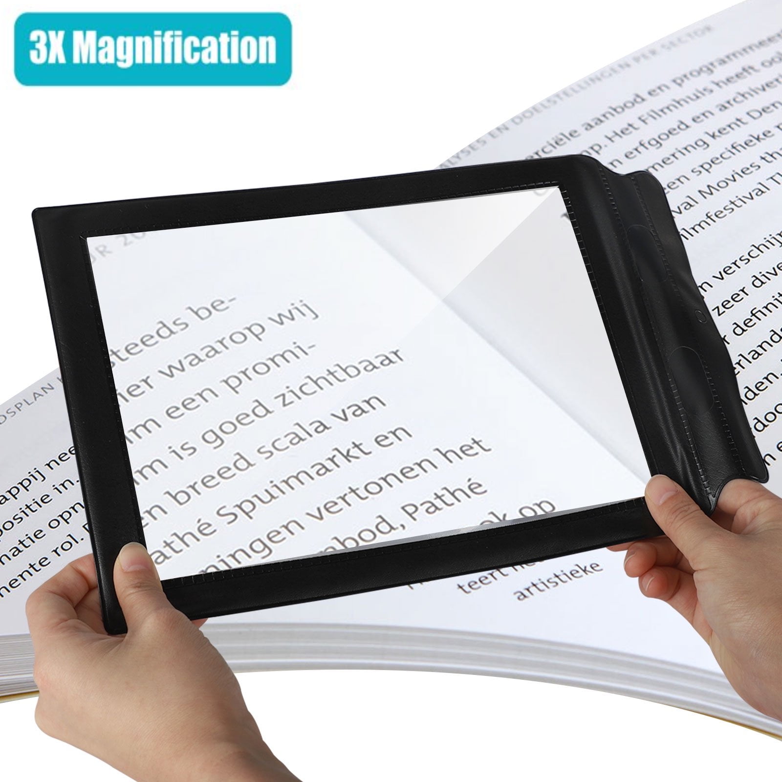 Portable Size Handheld 3X Large Reading Magnifier A4 Full Page Sheet Maps Books Newspaper Reading Aid Magnifying Glass 
