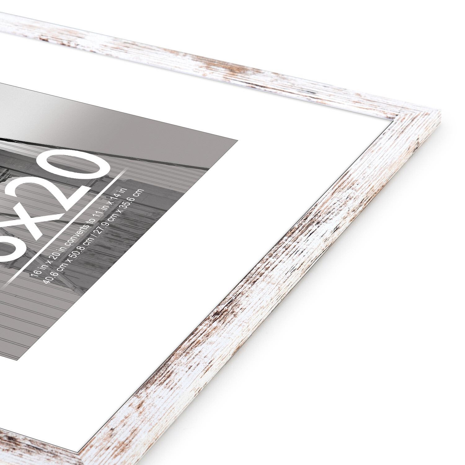 Meframe 16x20 Wooden Picture Frame, Matted to 11x14 Wall Poster Frame, Frosted White