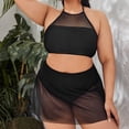 thumbnail image 1 of EGNMCR Bikini Set Ladies Fashion Woman Plus Large Size Solid Color Mesh Splicing Lacing Women's Split Swimsuit, 1 of 1