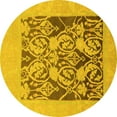 thumbnail image 1 of Ahgly Company Indoor Round Abstract Yellow Modern Area Rugs, 3' Round, 1 of 4
