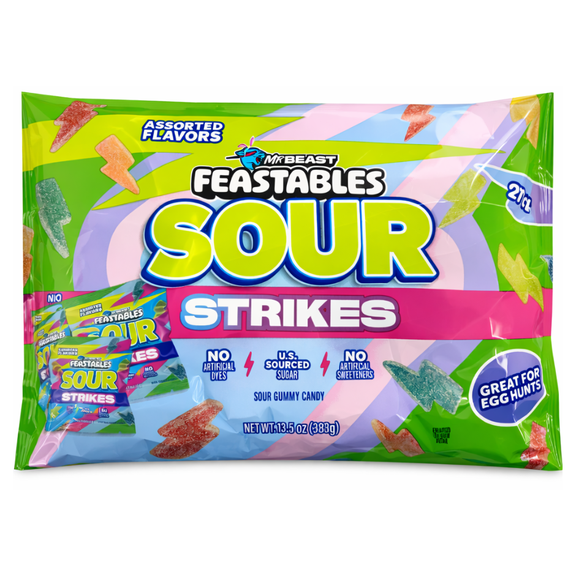 Feastables Sour Strike Assorted Flavor Easter Candy, 13.5 oz Bag, 27 Count