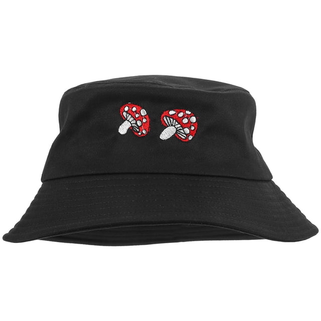Sombrero de pescador con bordado de setas para mujer, sombrero de pescador para acampar al aire libre para verano