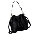 thumbnail image 2 of Minnieouse Bolso tipo cubo con borla de piel sintética y cordón cruzado para mujer, bolso de hombro de color sólido, gris Bolsas de mensajero y de hombro Negro, 2 of 6