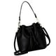 thumbnail image 1 of Qarigey Bolso tipo cubo con borla de piel sintética y cordón cruzado para mujer, bolso de hombro de color sólido, gris Bolsas de mensajero y de hombro Negro, 1 of 6
