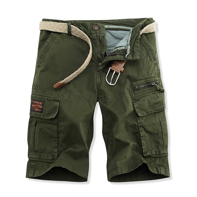 HOZADOIE Cargo Shorts for Men Summer Stylish Solid Color Button Zipper Waistband Versatile 5 Inseam Lounge Casual Shorts with Multiple Pockets