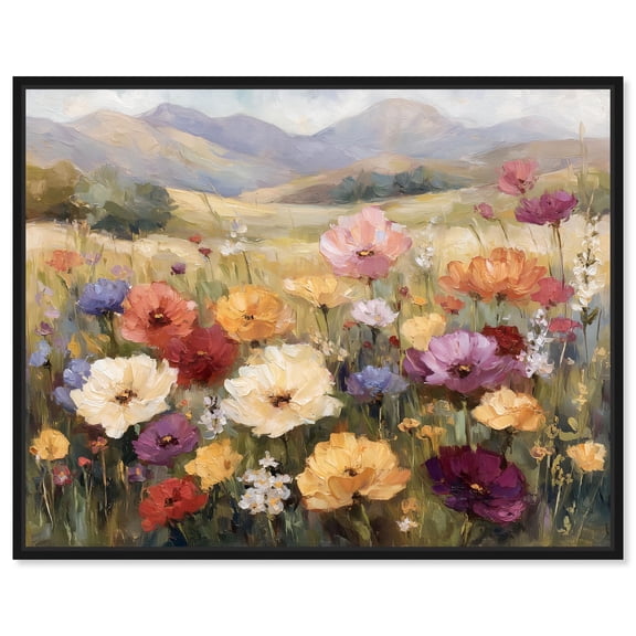 Wildflower Whorl Canvas Print Farmhouse Art by Art Remedy, Black Frame, 20 x 16