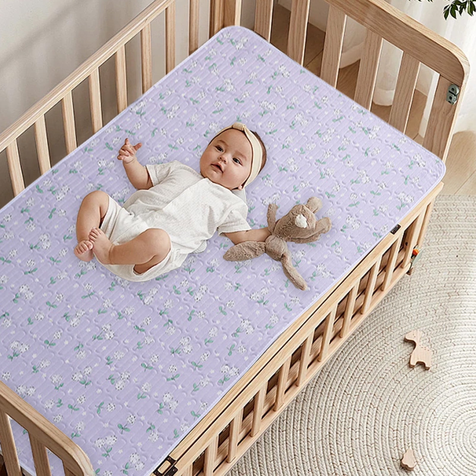 Merryso Waterproof Washable Cotton Bed Pad 59”x39.37”, Multi-Layer Non-Slip for Elderly Incontinence, Chi-ld Bedwetting & Home Use