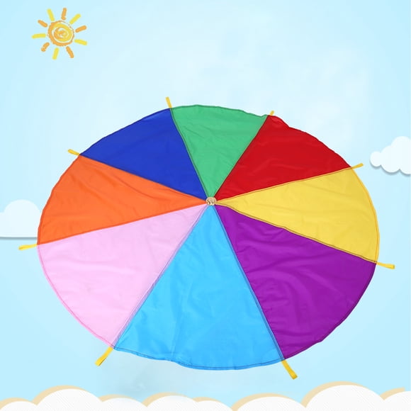 Yosoo Game Parachute, 8 Handles 2m Diameter Kids Play Rainbow Outdoor Teamwork Game Parachute Multicolor Toy