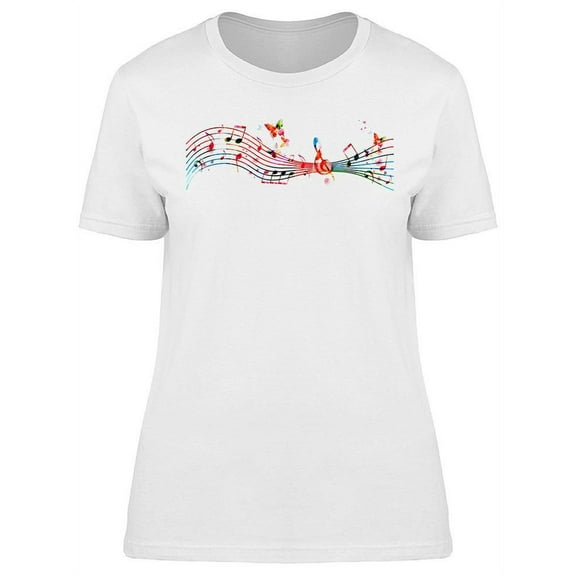 Music Notes And Butterflies T-Shirt Women -Image by Shutterstock, Female Small