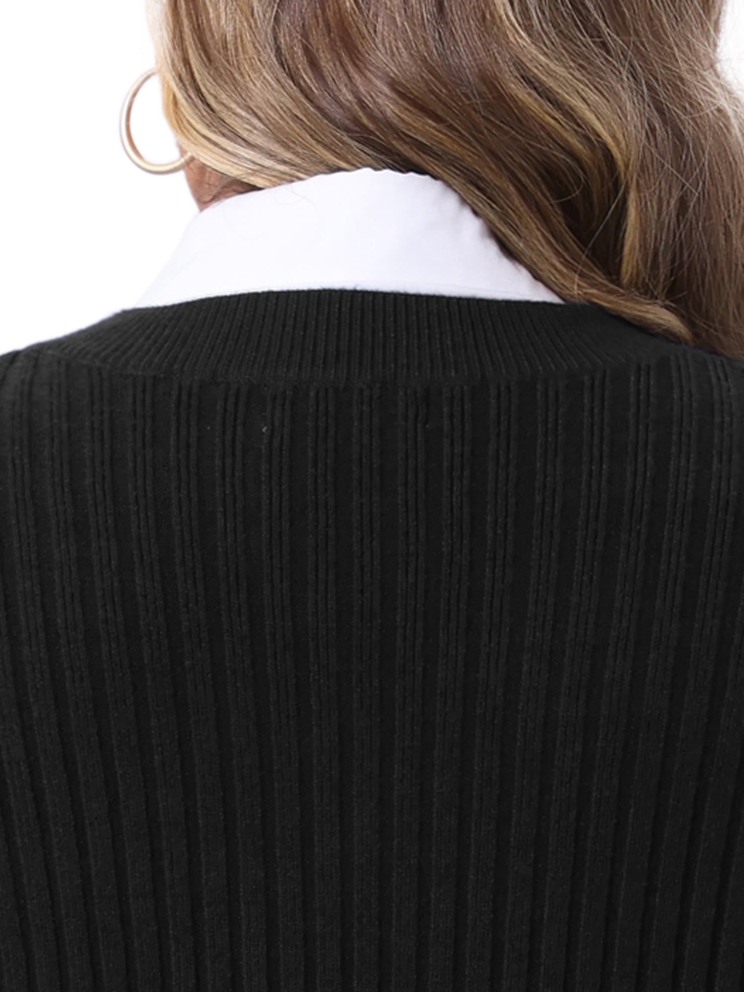 DARING DIVA Women's Plus V Neck Knit Split Hem Sweater Vest 3X Black