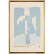 PixonSign Framed Canvas Print Wall Art Serge Poliakoff Blue Pastel Blocks Abstract Shapes Illustrations Fine Art Decorative Minimalist for Living Room, Bedroom, Office - 24"x 36" Natural