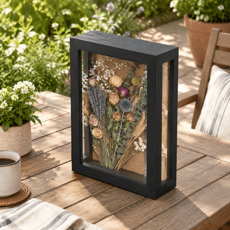 Black Wood Wall Mounted 11x15 Inch Enclosed Shadow Box Display Case ...