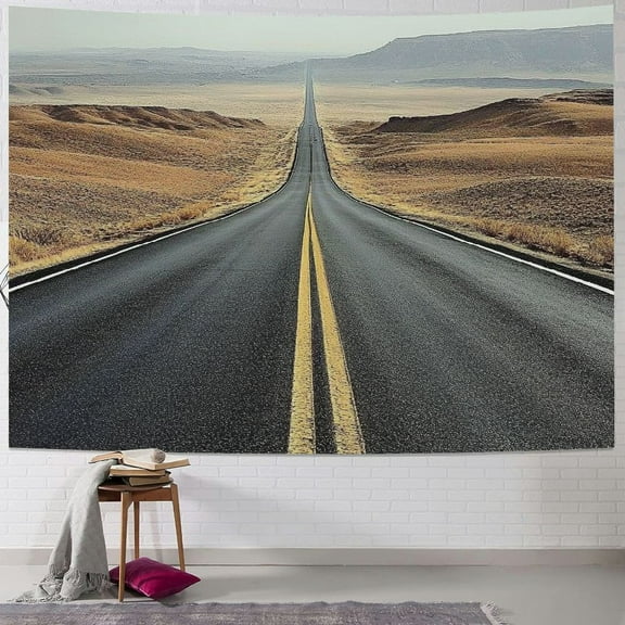 Patifu Landscape Tapestry, Pacific Coast Highway on the Road Trip to Endless Desert Western Photograph Wilderness, Wide Wall Hanging for Bedroom Living Room Dorm 40x30inch