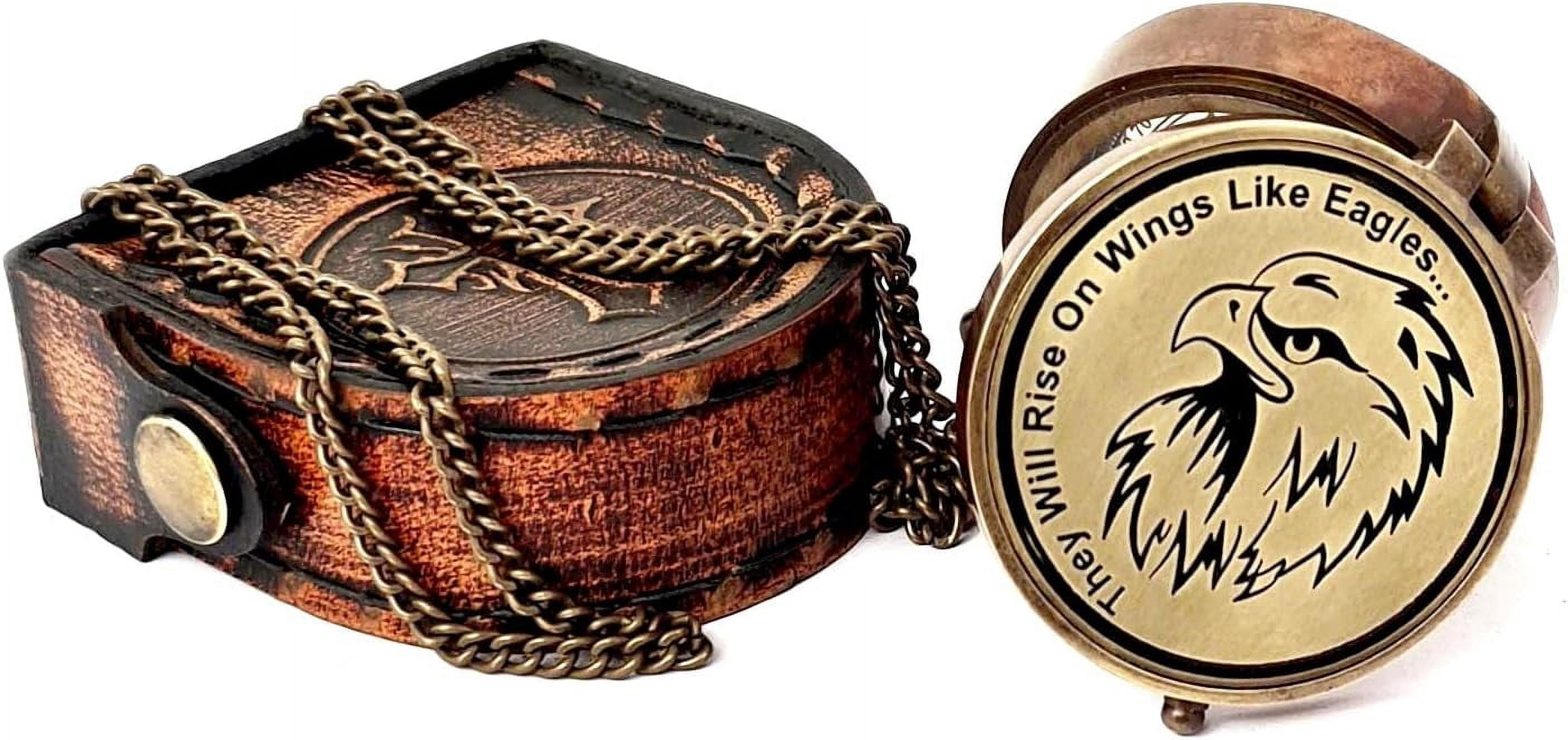 Maritime Treasures Instruments Brass Compass Engraved Gift for Son, Grandson, Daughter, Baptism, Confirmation Communion Godson Church Graduation Day - Isaiah40:31