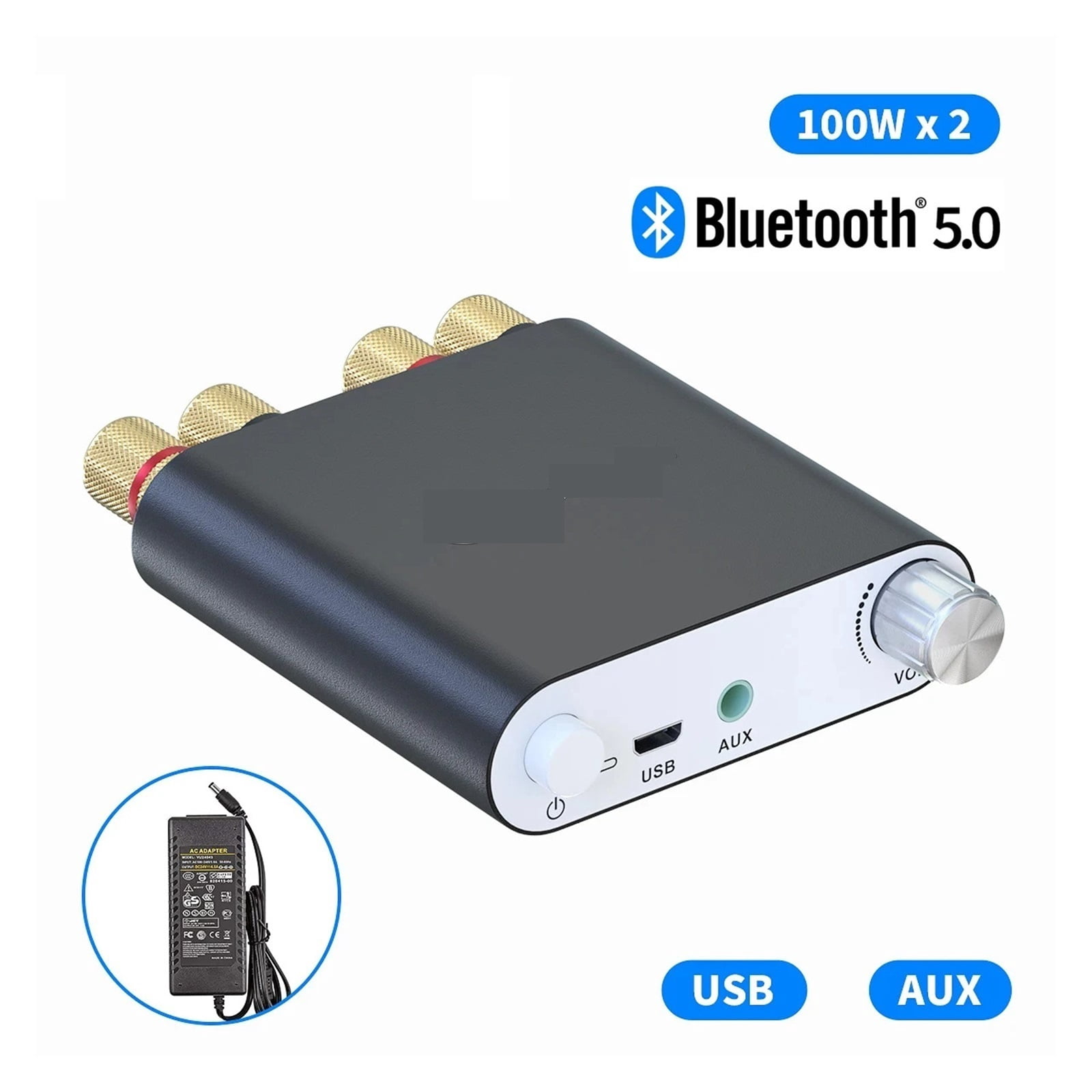 Bluetooth Sound Power Amplifier 100W X2 Wireless Receiver TPA3116D2 Mini HiFi Digital Power Amp ZK1002D Power Supply