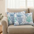 thumbnail image 2 of Blue Teal Grey Coral Coastal Outdoor Pillow Covers, Waterproof Decorative Throw Pillowcases Set of 2, Summer Beach Nautical Ocean Couch Cushion Cases with Zipper for Outside Patio Garden Sofa 20"x12", 2 of 9