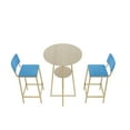 thumbnail image 3 of Gold Frame Bar Table and Chairs Set with Storage, High Elasticity Sponge Cushions in Blue, Brown Tabletop for Compact Spaces, 3 of 9