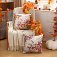 thumbnail image 5 of Fall Pillow Covers 18x18 inch Set of 2 Pink Orange Pumpkin Fallen Leaves Decorative Outdoor Throw PillowCovers Autumn Thanksgiving Farmhouse Decoration for Home Couch TH27-N18, 5 of 6