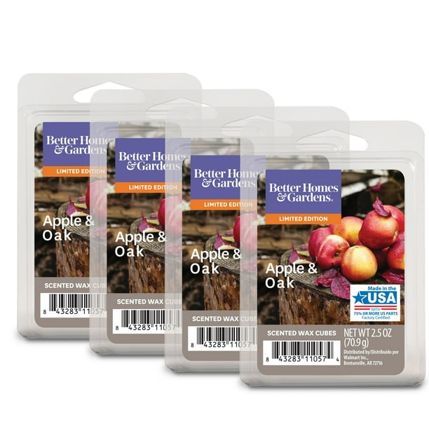 Better Homes & Gardens 2.5 oz Apple & Oak Scented Wax Melts, 4-Pack