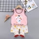 thumbnail image 1 of Ropa de verano para niños, ropa para niños, conjunto de ropa para bebés, conjunto de ropa para niñas pequeñas, camisetas de algodón con dibujos animados y pantalones cortos para 1, 2, 3 y 4 años Tan Jianjun unisex, 1 of 2