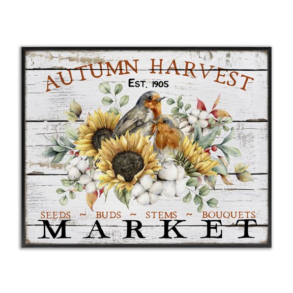 Stupell Industries Autumn Harvest Market Holiday Painting Black Framed Art Prints Wall Art, 14 x 11