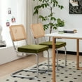thumbnail image 2 of Smilegend Set of 2 Mid Century Modern Dining Chairs, Velvet & Rattan Accent Chairs with Chrome Legs, Stackable, Upholstered for Comfort (Olive Green), 2 of 7