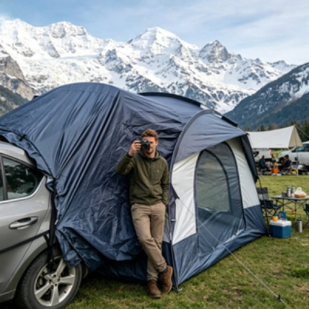 Portable Self-Driving Camping Tunnel Side Car Awning, Professional Sun Protection Tent for Outdoor SUV Rear Tailgate