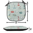 thumbnail image 3 of Lighthouse Chair Seating Cushion, Seagulls Lighthouses Message Bottles Steamboats Sailboats Wavy Pattern Nautical, Soft Seat Pads for Office with Anti-slip Backing, 16"x16", Multicolor, by Ambesonne, 3 of 5