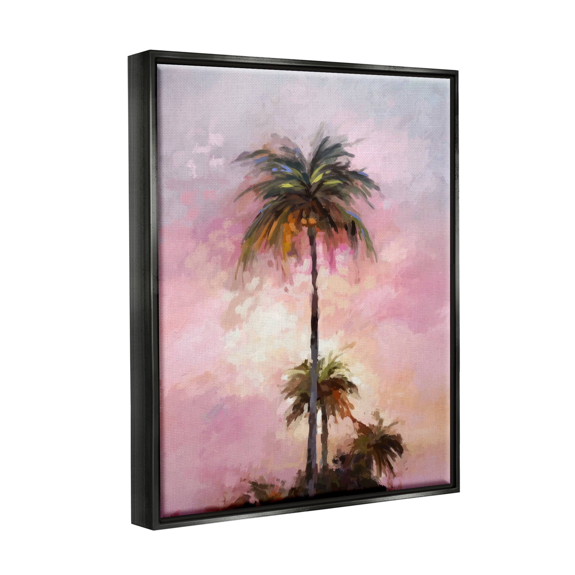 Stupell Industries Summer Sunset Palms Botanical & Floral Painting Black Floater Framed Canvas Art Print Wall Art, 25 x 31