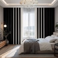 thumbnail image 2 of Black Beige Striped Blackout Curtains for Bedroom/Living Room, Pinch Pleated Black Out Curtains, Modern Farmhouse Retro Lines Room Darkening Window Drapes with Hooks 2 Panels, 59"x70", 2 of 8