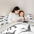thumbnail image 4 of Homewish Wild Dinsaur 7pcs Bedding Comforter Set,Tropical Safari Animal Queen Bedding Sets,Gray White Queen Sheet Sets For Teens Boys,Super Cozy Room Decor Reversible, 4 of 8