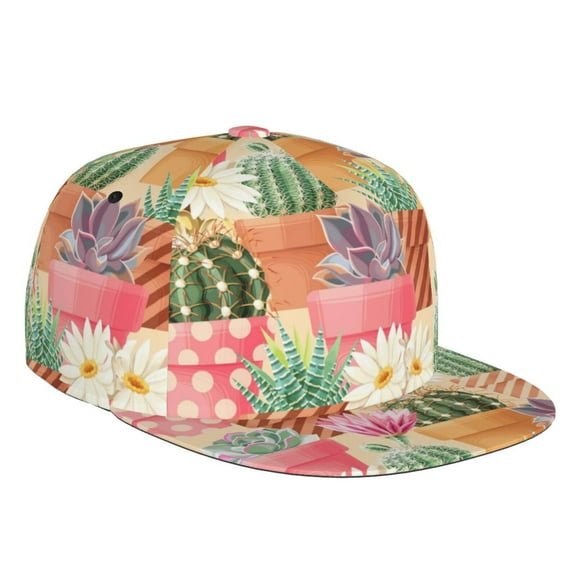Balery Baseball Cap Flat Bill Hats for Men Adjustable Size for Running Workouts and Outdoor Activities All Seasons Dad Hat(Succulent And Cactus )