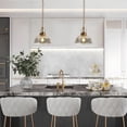 thumbnail image 5 of LNC Gold Dome Pendant Light with Ripple Glass Shade, Adjustable Height, E26 Socket, 5 of 14