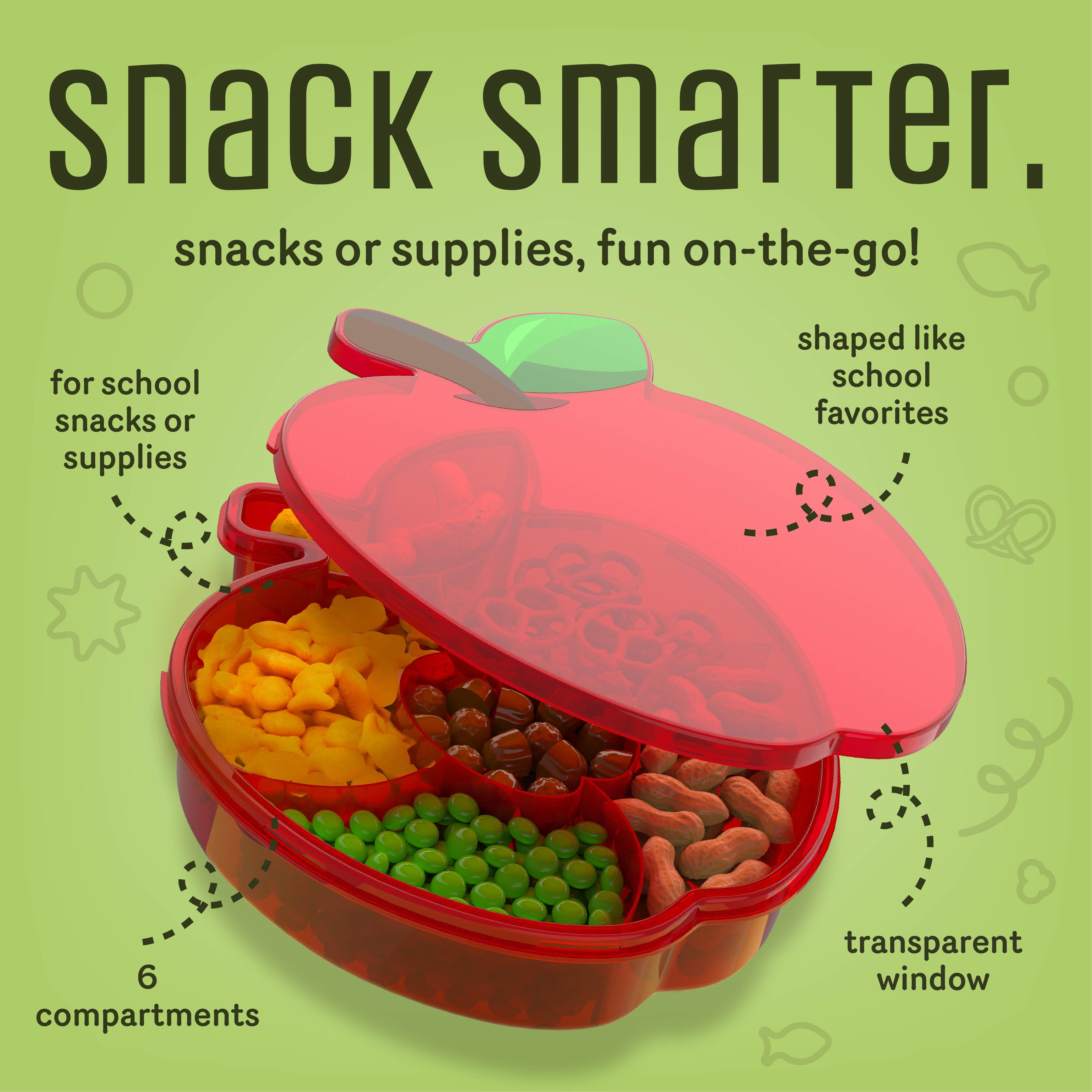 COOK WITH COLOR Lunch Box Container, 6-Grid Snack Box, Apple Design
