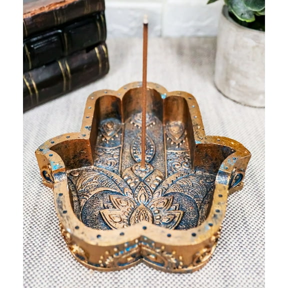 Sacred Symbol Hand of God Hamsa Palm Incense Stick Holder Burner And Ashtray