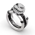 thumbnail image 3 of Anillo de esqueleto de dos colores blanco y negro, anillo de sonrisa de lujo, anillos decorativos de moda de aleación, 3 of 7