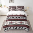 thumbnail image 2 of Horse 7 Piece Comforter Set Full Bed in a Bag,Dream Catchers Bedding Sets Southwestern Aztec Bohemian Tribe Farmhouse Wildlife Sheet Set with Comforter,Grey, 2 of 5
