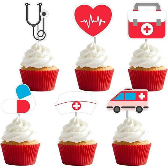 36Pcs Nurse Cupcake Toppers Nursing School Graduation Cupcake Picks Nurse Rn Cake Decorations Medical Doctor Themed Party Decor for Nurses Week Nurse Day Graduation Party Birthday Party Supplies
