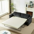 thumbnail image 4 of Pull Out Sofa Bed, 2-in-1 Convertible Sleeper Couch with Mattress Full Size, 81" Chenille Loveseat Sleeper Sofa Bed, Modern Love Seat for Living Room, Apartment, Small Spaces, Black, 4 of 9