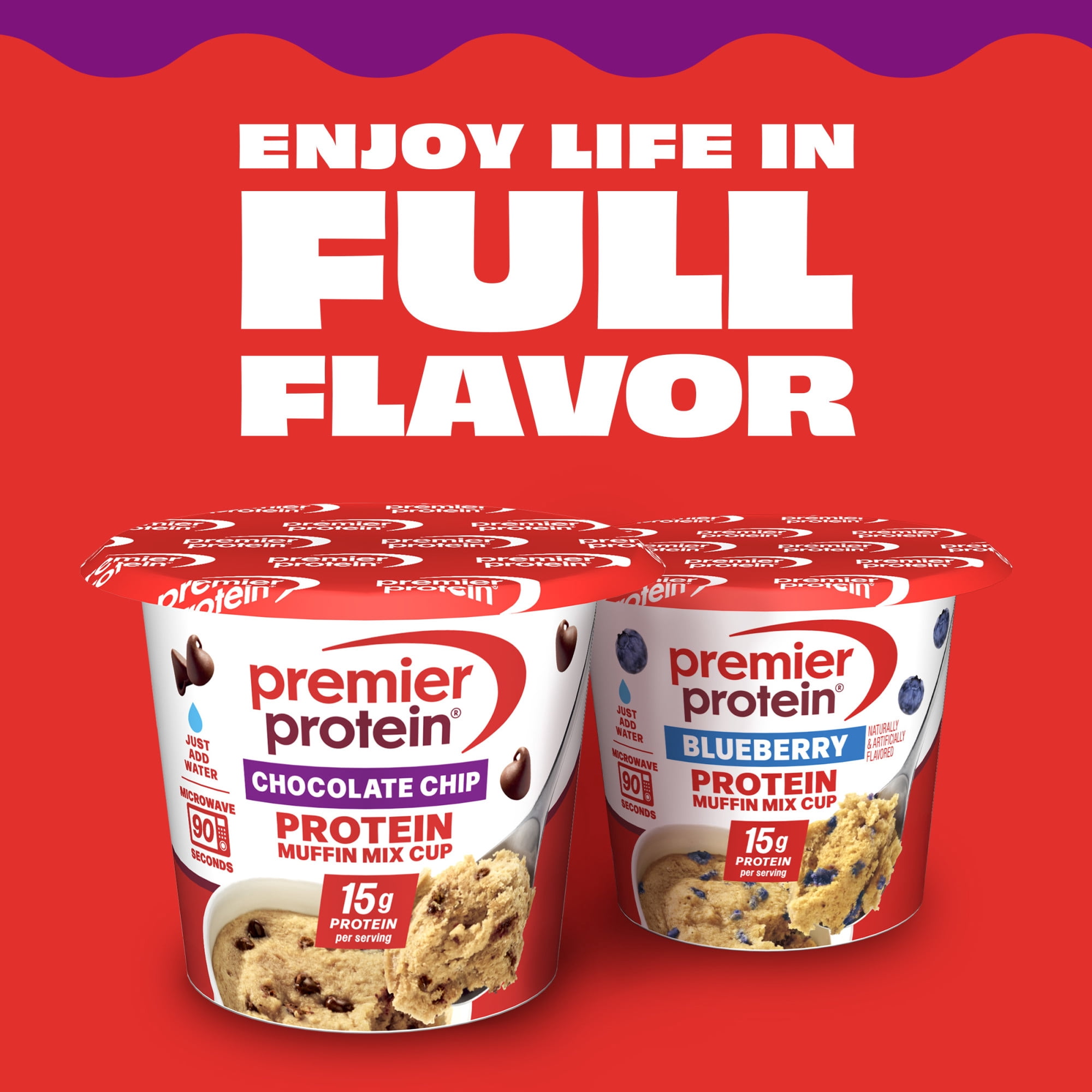 (12 pack) Premier Protein Chocolate Chip Protein Muffin Cup, 2.3 oz